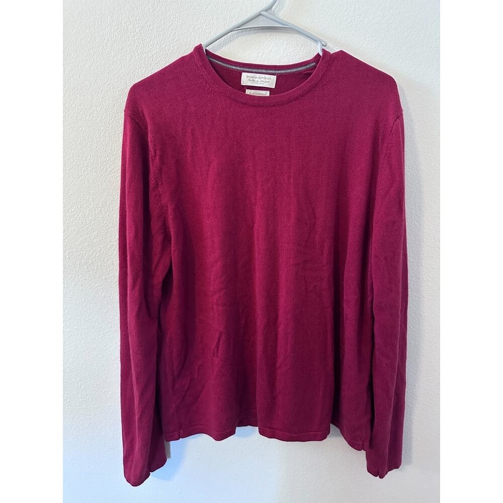 Banana Republic mens size medium silk cashmere maroon red sweater‎ blend